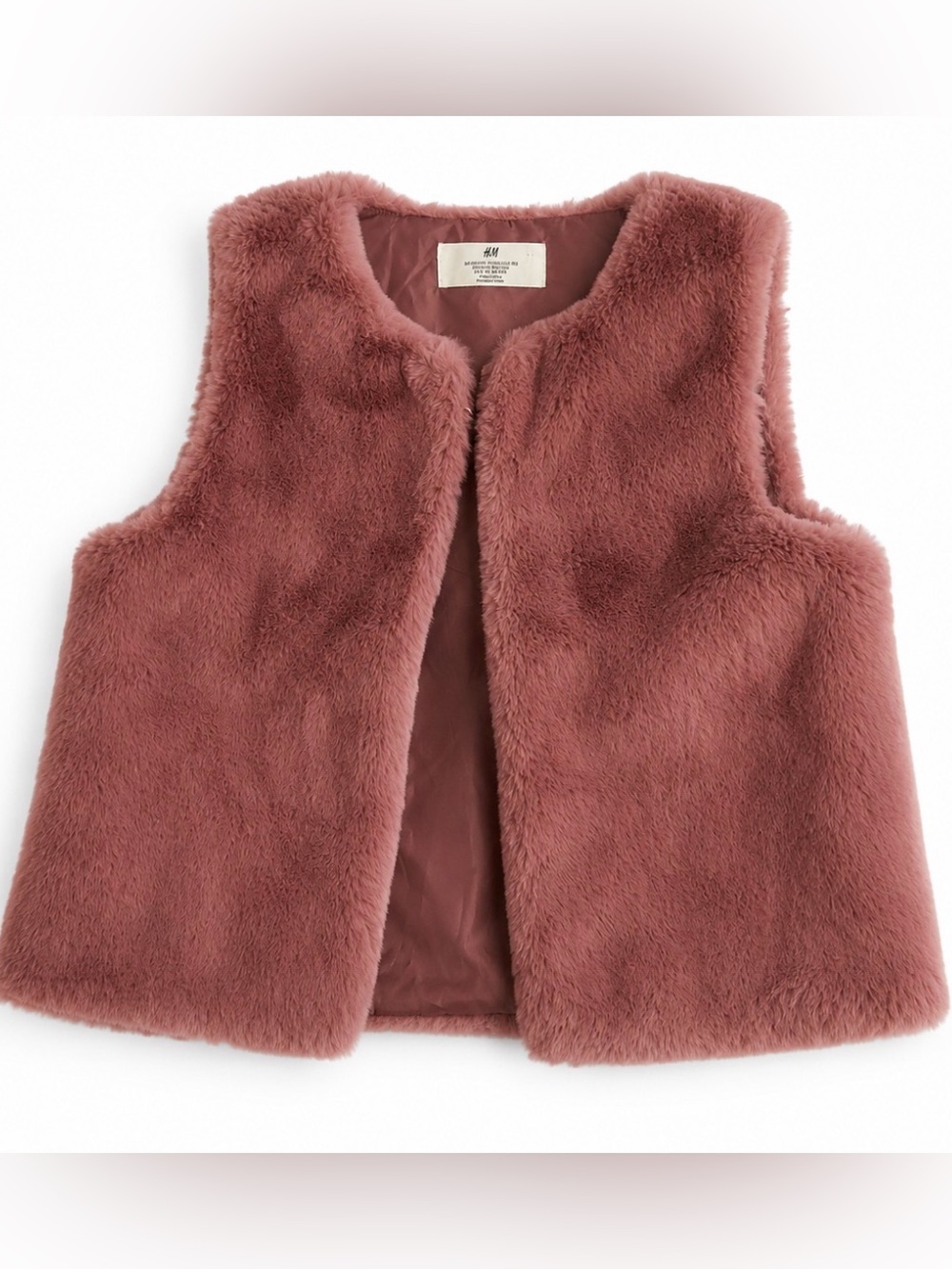 H&M Blush Pink Faux Fur Vest. Girls size 8/10